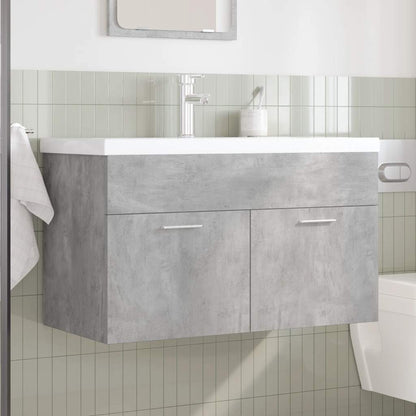 vidaXL Waschbeckenunterschrank mit Einbaubecken Wasserhahn Betongrau