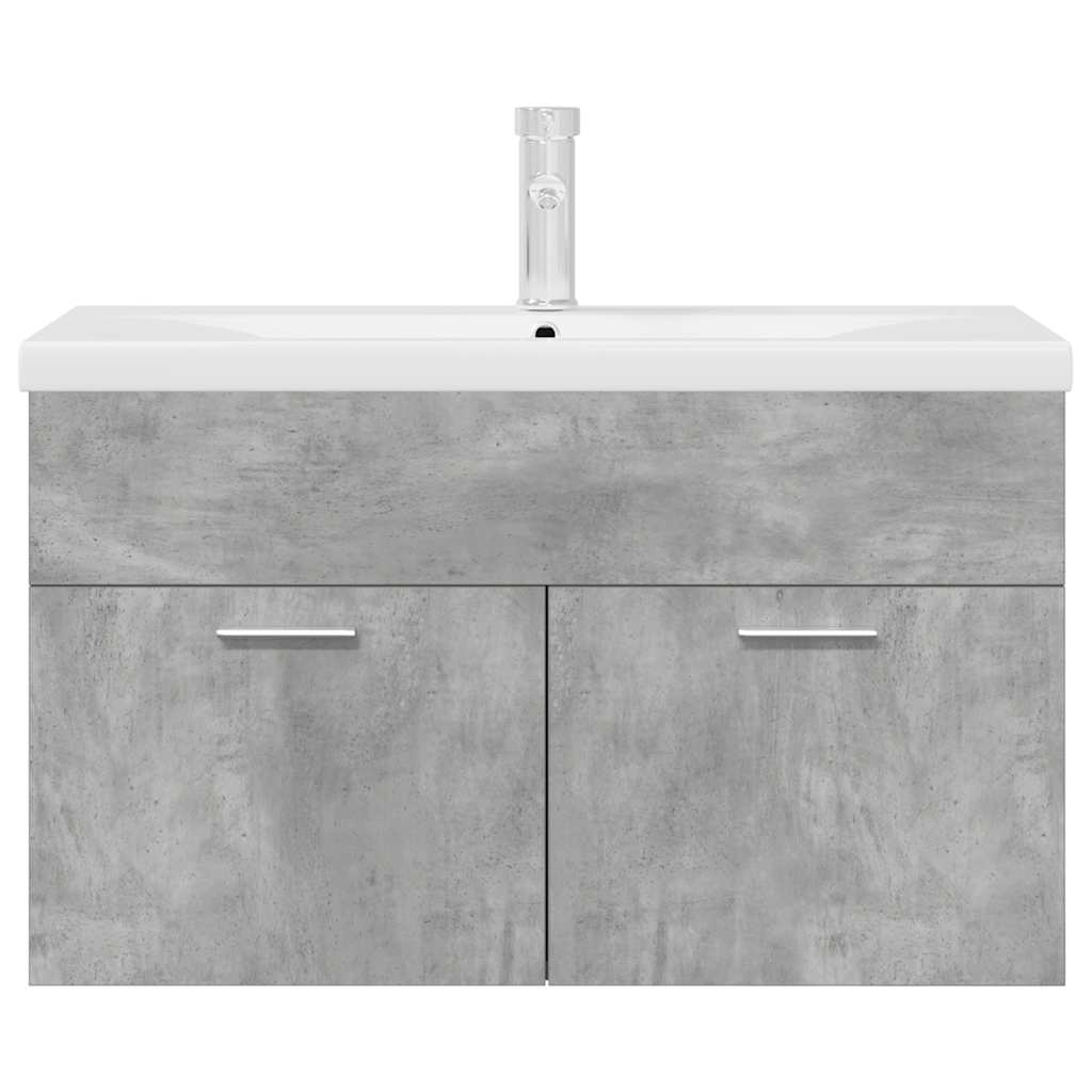 vidaXL Waschbeckenunterschrank mit Einbaubecken Wasserhahn Betongrau