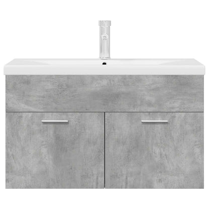 vidaXL Waschbeckenunterschrank mit Einbaubecken Wasserhahn Betongrau