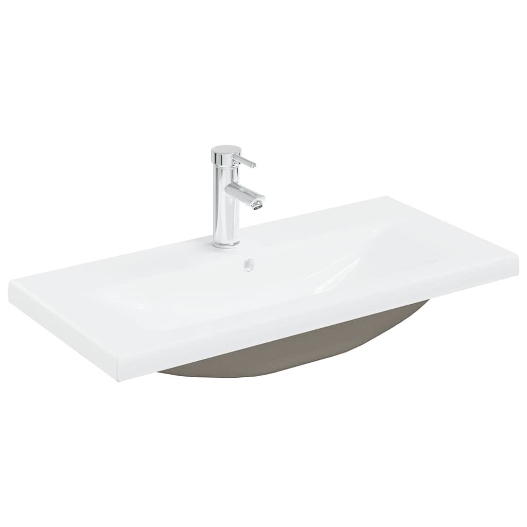 vidaXL Waschbeckenunterschrank mit Einbaubecken Wasserhahn Betongrau
