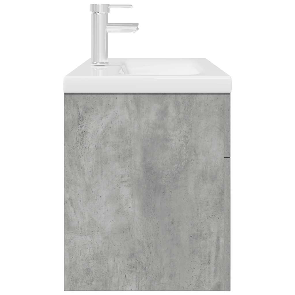vidaXL Waschbeckenunterschrank mit Einbaubecken Wasserhahn Betongrau