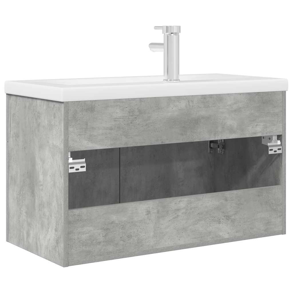 vidaXL Waschbeckenunterschrank mit Einbaubecken Wasserhahn Betongrau