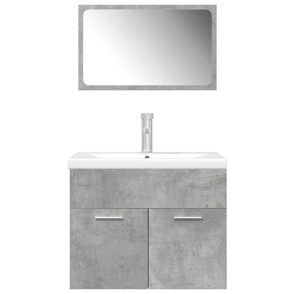 vidaXL Ensemble de meubles de salle de bain 3 pcs Gris béton Bois d'ingénierie
