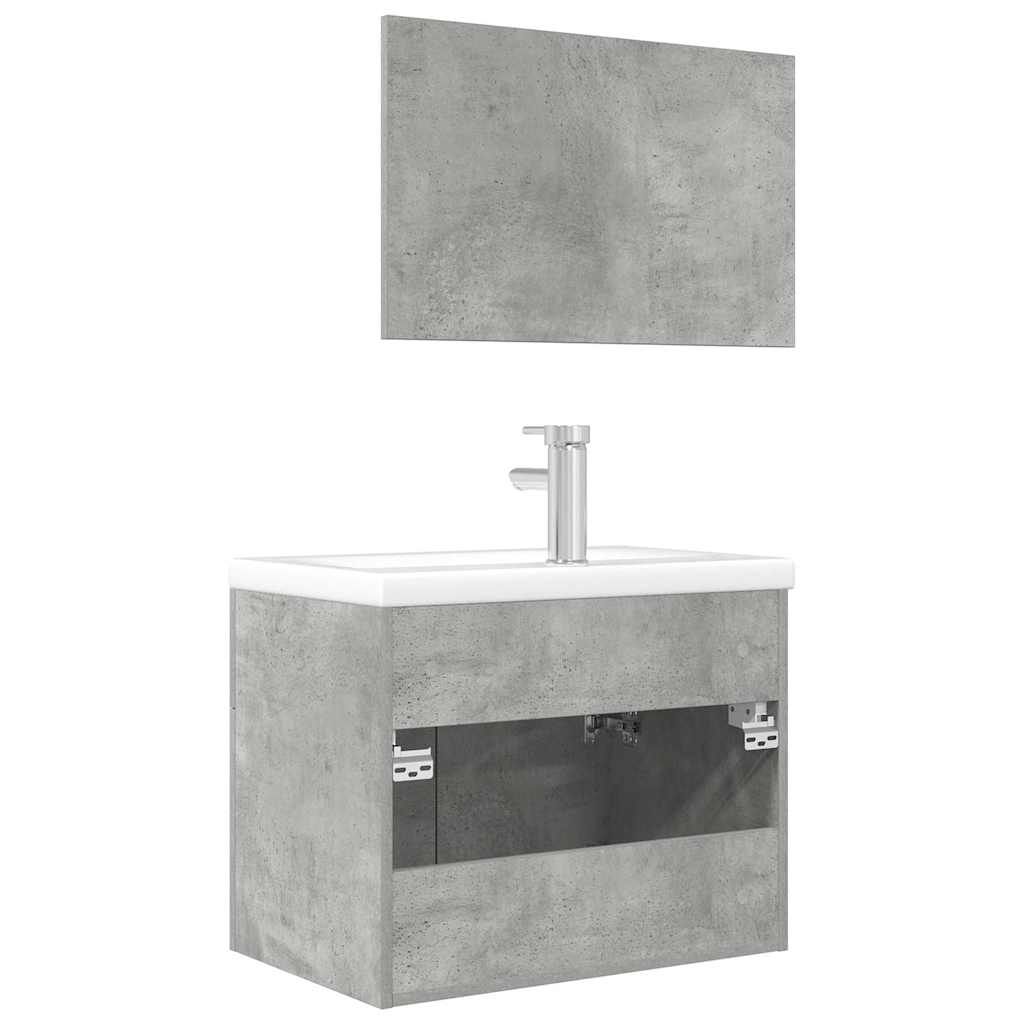 vidaXL Ensemble de meubles de salle de bain 3 pcs Gris béton Bois d'ingénierie