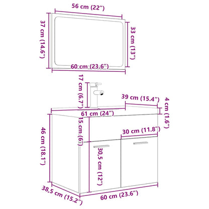 vidaXL Ensemble de meubles de salle de bain 3 pcs Gris béton Bois d'ingénierie