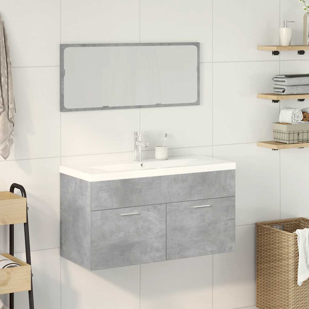 vidaXL Ensemble de meubles de salle de bain 3 pcs Gris béton Bois d'ingénierie