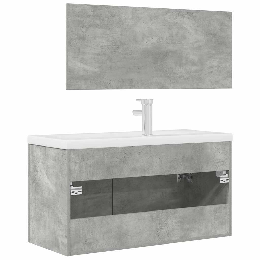 vidaXL Ensemble de meubles de salle de bain 3 pcs Gris béton Bois d'ingénierie