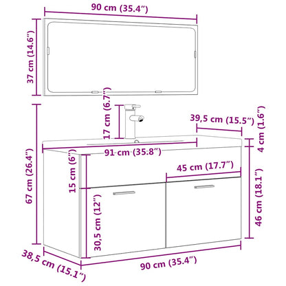 vidaXL Ensemble de meubles de salle de bain 3 pcs Gris béton Bois d'ingénierie