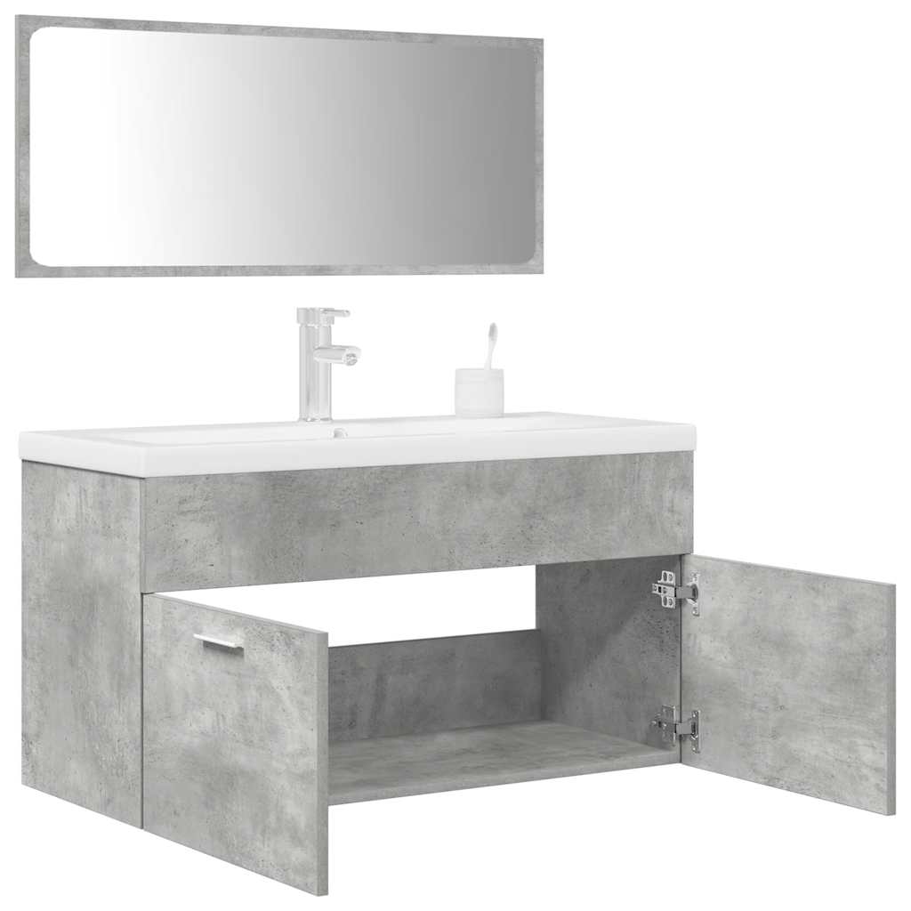 vidaXL Ensemble de meubles de salle de bain 3 pcs Gris béton Bois d'ingénierie