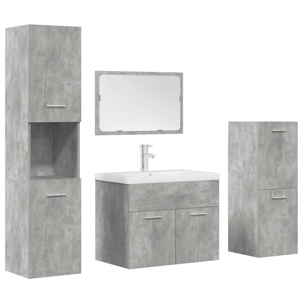 vidaXL Ensemble de meubles de salle de bain 5 pièces Gris béton Bois d'ingénierie