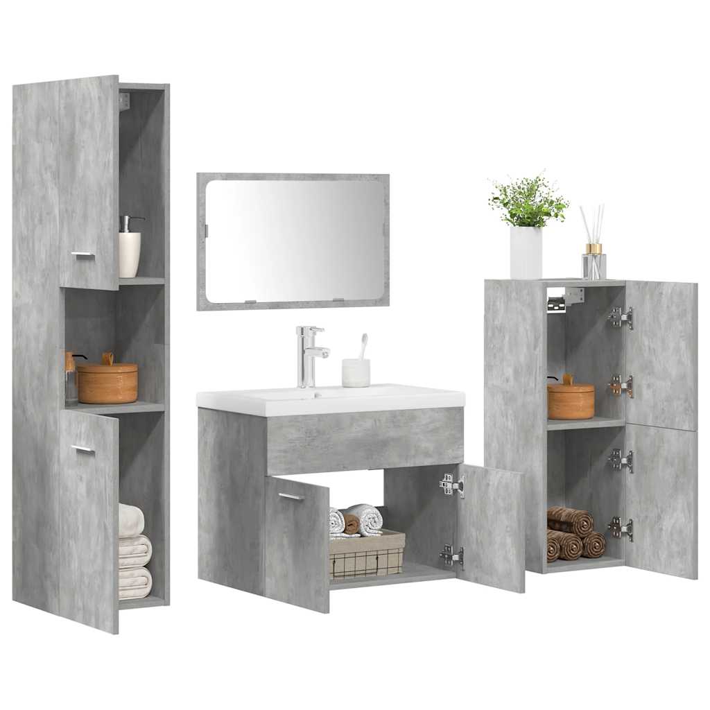 vidaXL Ensemble de meubles de salle de bain 5 pièces Gris béton Bois d'ingénierie