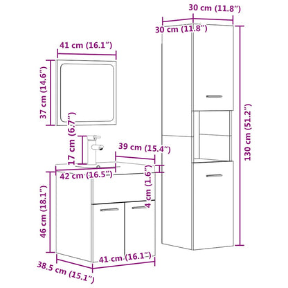 vidaXL 4-tlg. Badmöbel-Set Betongrau Holzwerkstoff