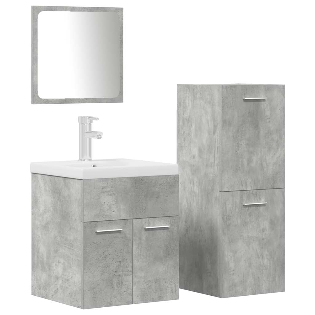 vidaXL Ensemble de meubles de salle de bain 4 pcs Béton gris Bois d'ingénierie