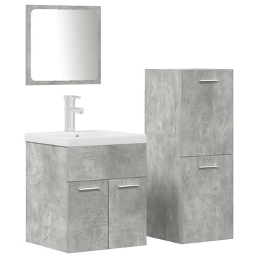 vidaXL Ensemble de meubles de salle de bain 4 pcs Béton gris Bois d'ingénierie