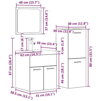 vidaXL Ensemble de meubles de salle de bain 4 pcs Béton gris Bois d'ingénierie