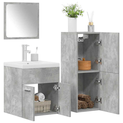 vidaXL Ensemble de meubles de salle de bain 4 pcs Béton gris Bois d'ingénierie