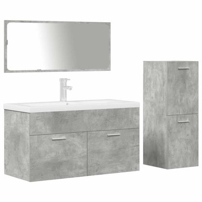 vidaXL Ensemble de meubles de salle de bain 4 pcs Gris béton Matériau à base de bois