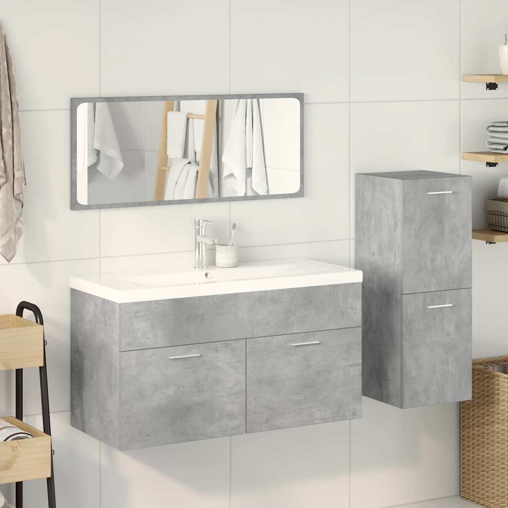 vidaXL Ensemble de meubles de salle de bain 4 pcs Gris béton Matériau à base de bois