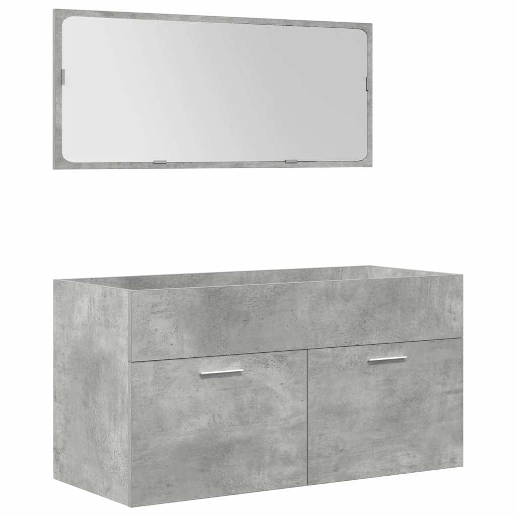 vidaXL Ensemble de meubles de salle de bain 4 pcs Gris béton Matériau à base de bois