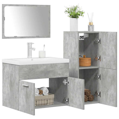 vidaXL Ensemble de meubles de salle de bain 4 pcs Gris béton Matériau à base de bois