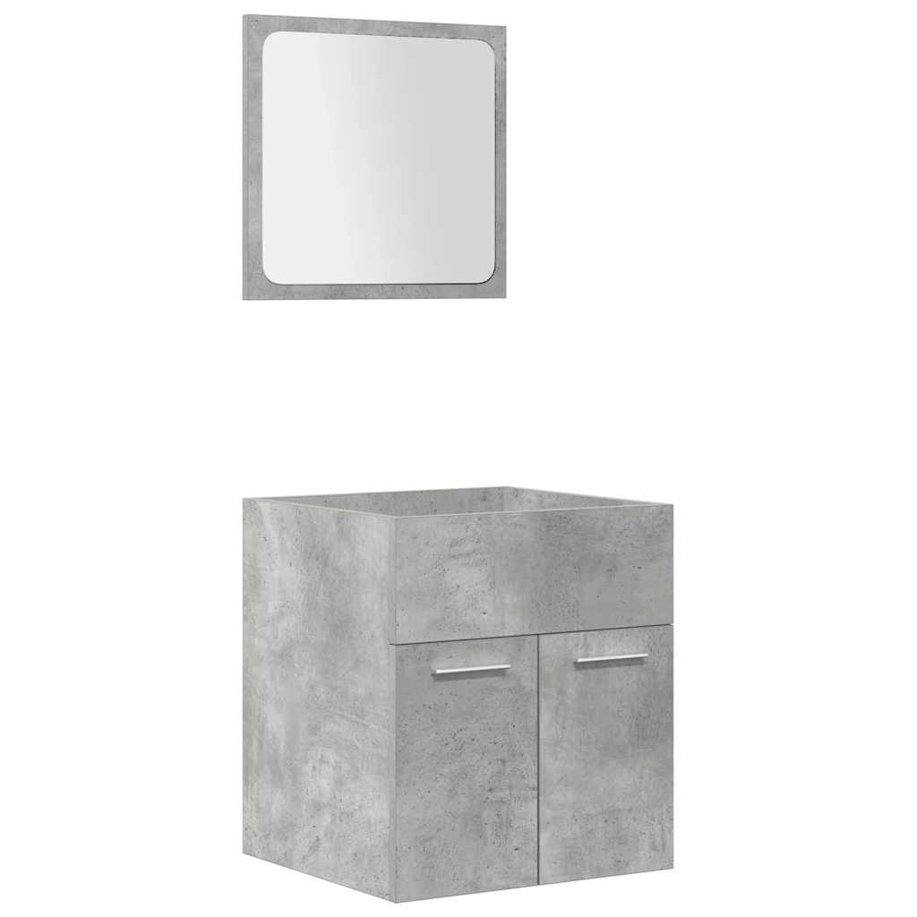 vidaXL 5-tlg. Badmöbel-Set Betongrau Holzwerkstoff