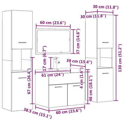 vidaXL 5-tlg. Badmöbel-Set Betongrau Holzwerkstoff