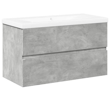 vidaXL 2-tlg. Badmöbel-Set Betongrau Holzwerkstoff