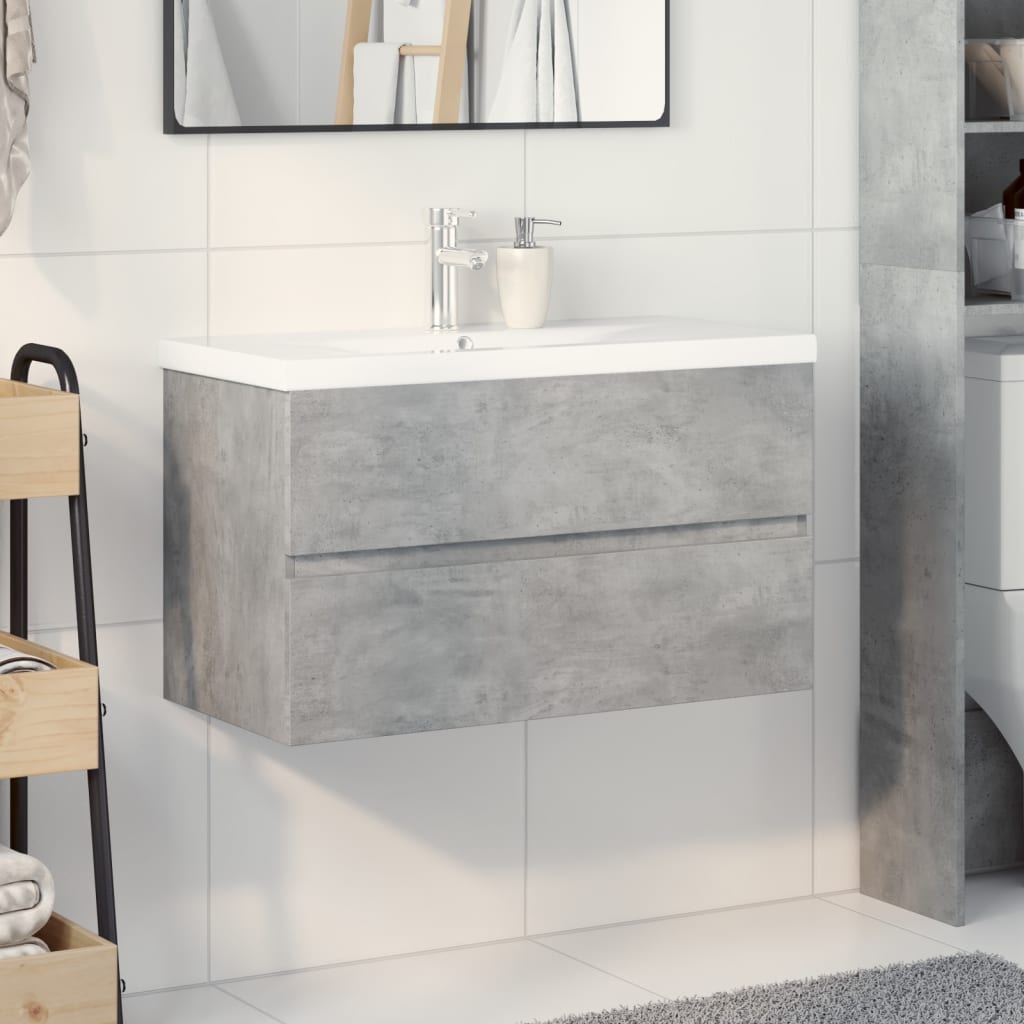 vidaXL 2-tlg. Badmöbel-Set Betongrau Holzwerkstoff