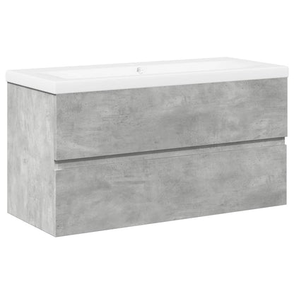 vidaXL Ensemble de meubles de salle de bain 2 pcs Gris béton Bois d'ingénierie