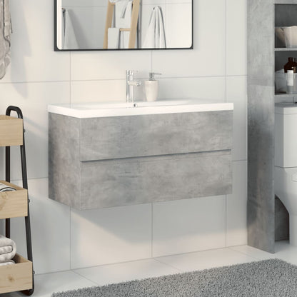 vidaXL Ensemble de meubles de salle de bain 2 pcs Gris béton Bois d'ingénierie