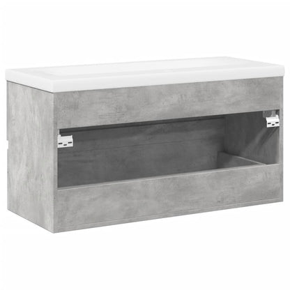 vidaXL Ensemble de meubles de salle de bain 2 pcs Gris béton Bois d'ingénierie