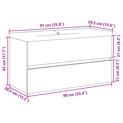 vidaXL Ensemble de meubles de salle de bain 2 pcs Gris béton Bois d'ingénierie