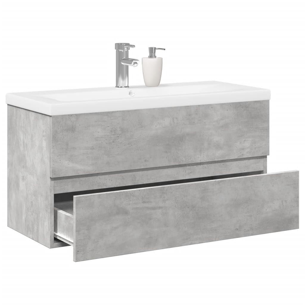 vidaXL Ensemble de meubles de salle de bain 2 pcs Gris béton Bois d'ingénierie