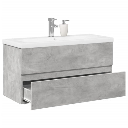 vidaXL Ensemble de meubles de salle de bain 2 pcs Gris béton Bois d'ingénierie