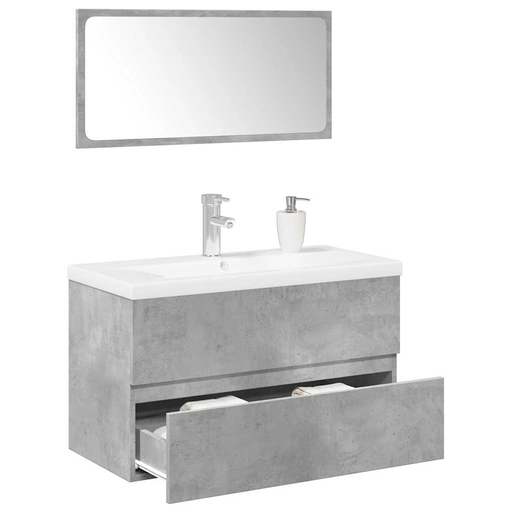 vidaXL Ensemble de meubles de salle de bain 3 pcs Gris béton Bois d'ingénierie