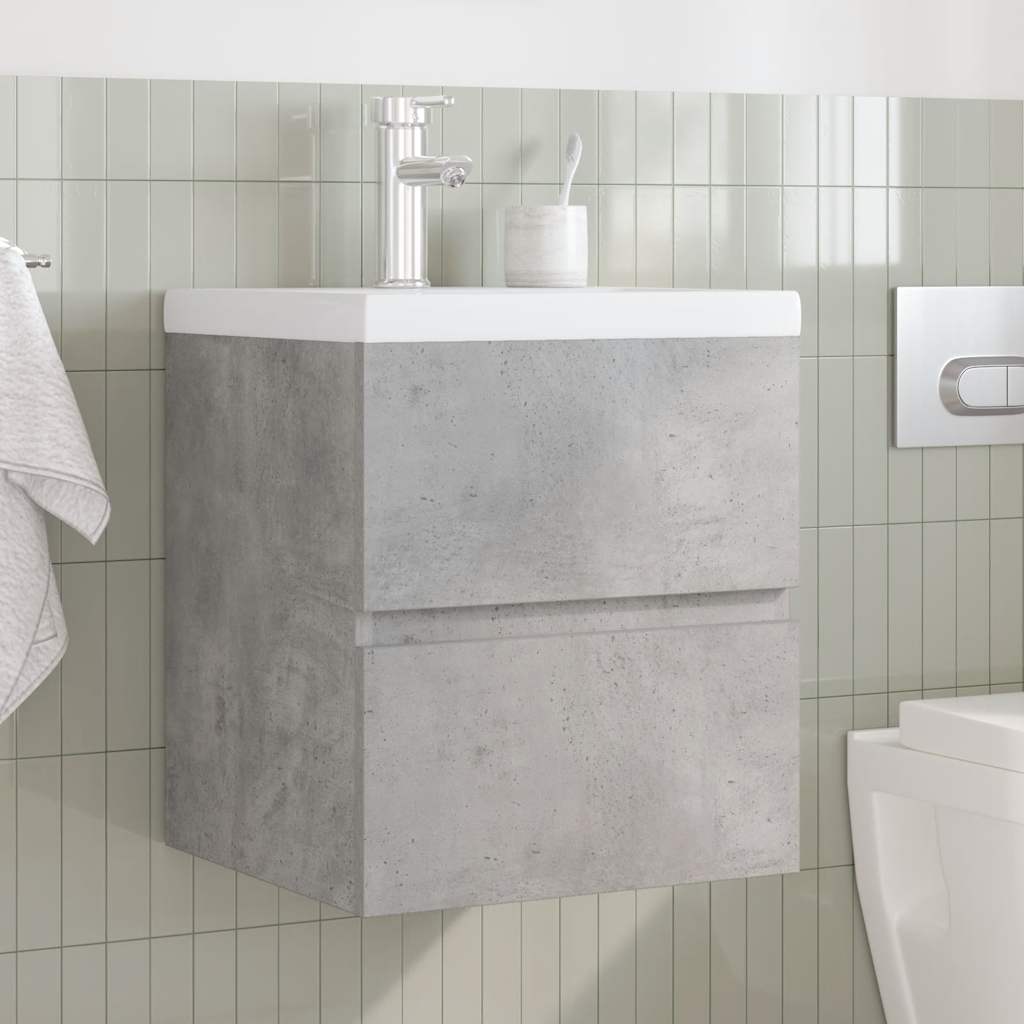 vidaXL Ensemble de meubles de salle de bain 2 pcs Gris béton Bois d'ingénierie