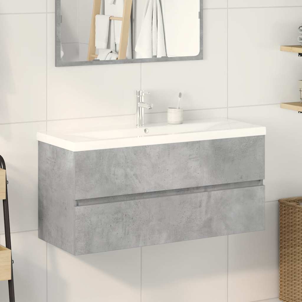 vidaXL Ensemble de meubles de salle de bain 2 pcs Gris béton Bois d'ingénierie