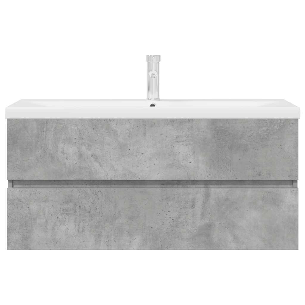 vidaXL Ensemble de meubles de salle de bain 2 pcs Gris béton Bois d'ingénierie