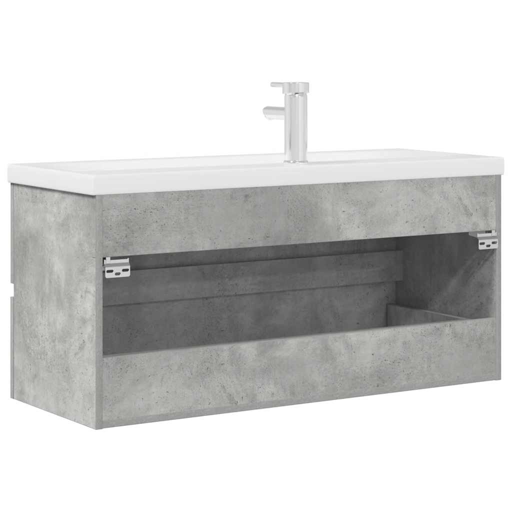 vidaXL Ensemble de meubles de salle de bain 2 pcs Gris béton Bois d'ingénierie