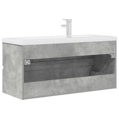 vidaXL Ensemble de meubles de salle de bain 2 pcs Gris béton Bois d'ingénierie