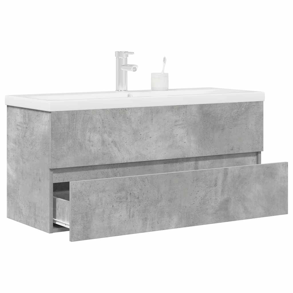 vidaXL Ensemble de meubles de salle de bain 2 pcs Gris béton Bois d'ingénierie