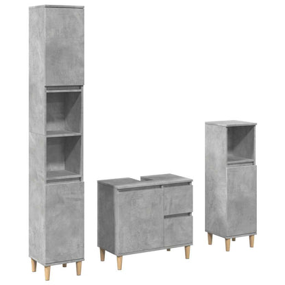 vidaXL 3-tlg. Badmöbel-Set Betongrau Holzwerkstoff