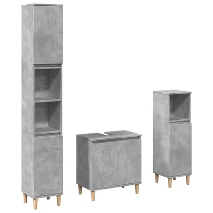 vidaXL 3-tlg. Badmöbel-Set Betongrau Holzwerkstoff