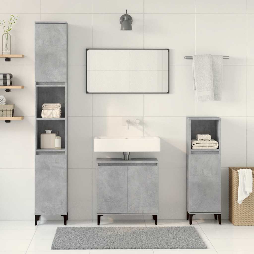 vidaXL Ensemble de meubles de salle de bain 3 pcs Gris béton Bois d'ingénierie