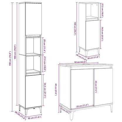 vidaXL Ensemble de meubles de salle de bain 3 pcs Gris béton Bois d'ingénierie