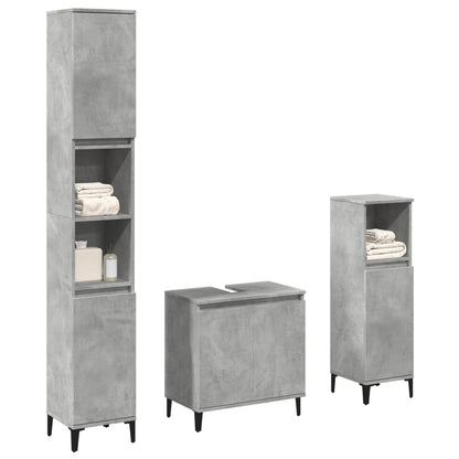 vidaXL Ensemble de meubles de salle de bain 3 pcs Gris béton Bois d'ingénierie