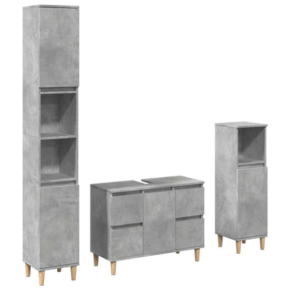 vidaXL 3-tlg. Badmöbel-Set Betongrau Holzwerkstoff