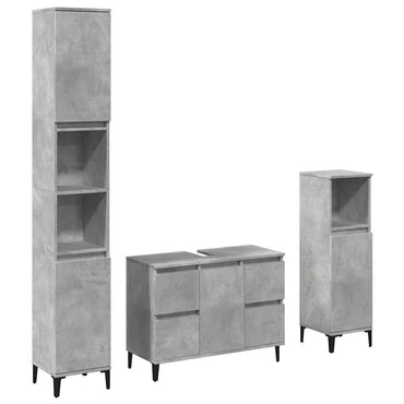 vidaXL Ensemble de meubles de salle de bain 3 pcs Gris béton Bois d'ingénierie