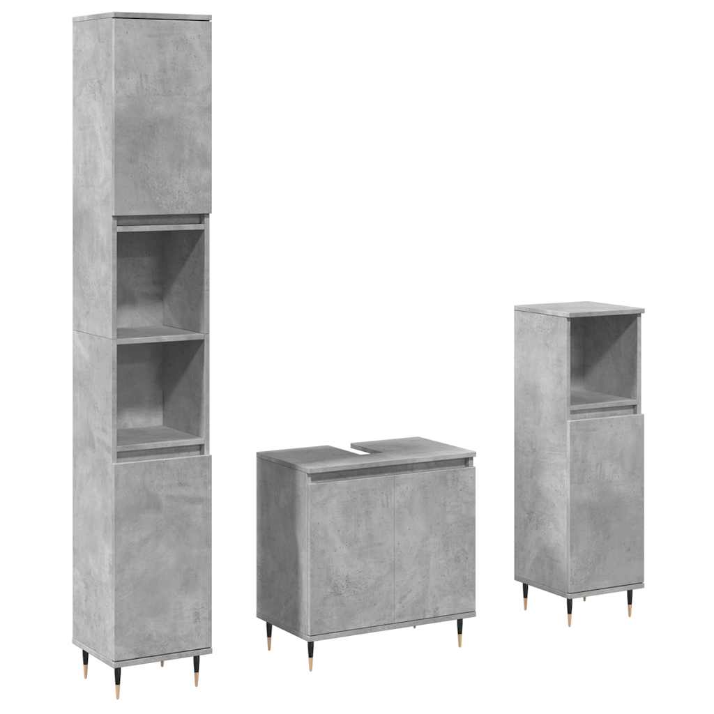 vidaXL Ensemble de meubles de salle de bain 3 pcs Gris béton Bois d'ingénierie
