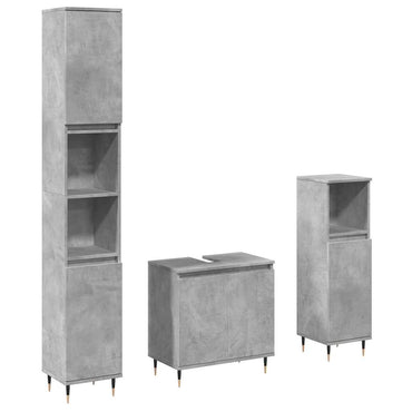 vidaXL Ensemble de meubles de salle de bain 3 pcs Gris béton Bois d'ingénierie
